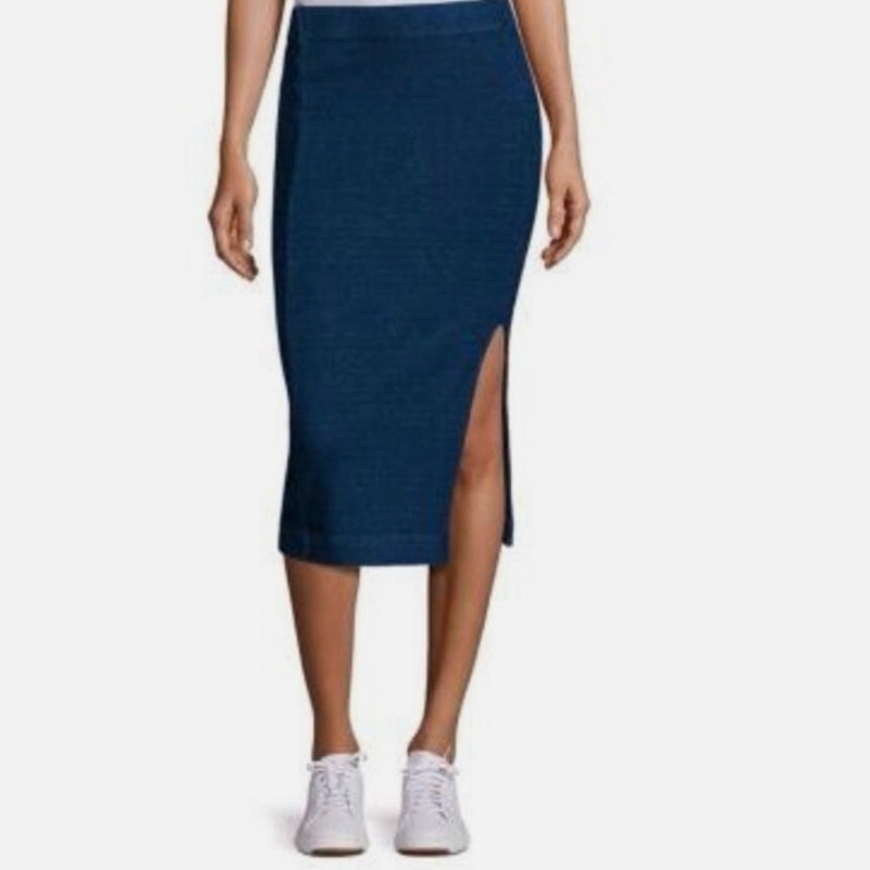 Nwot Ag Adriano Goldschmied The Scatri Skirt In Indigo Knit Sz M